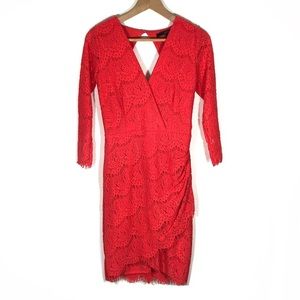 Guess Fitted Coral Lace Dress